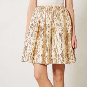 Anthropologie Golden Floral Skirt size 12